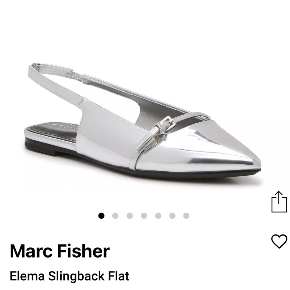 Marc Fisher Metallic Elema Silver Slingback Flats